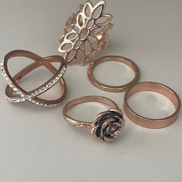 Rose Gold Ring Set, Sizes 6/7 - Picture 2 of 2